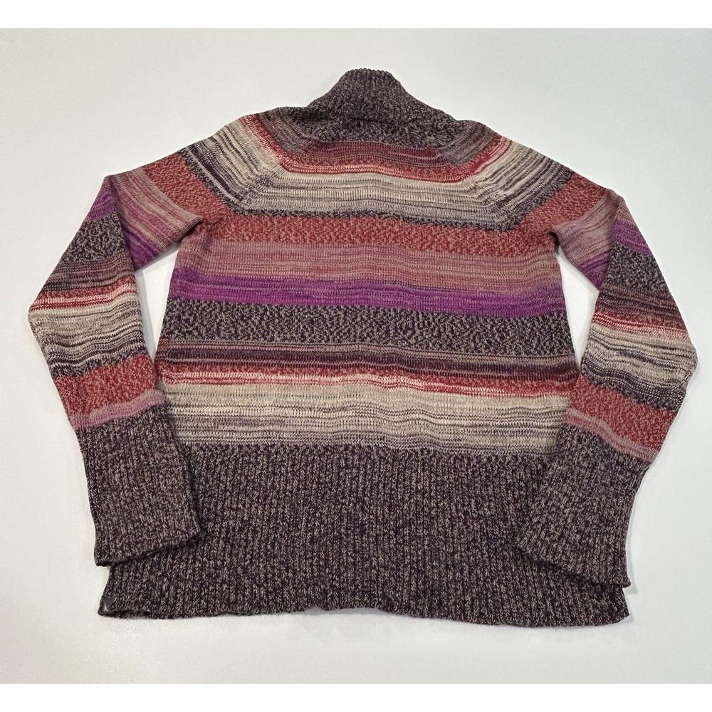Eddie Bauer Vintage Zip-Front Pink and Purple Striped Cotton Cardigan Sweater M - Picture 4 of 10